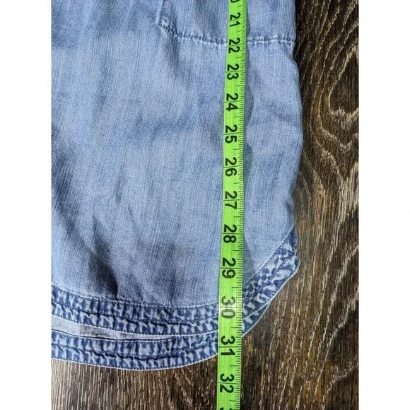 J. Jill Sz XS petite Blue Button Up Denim Shirt Dress Long Sleeve Chambray N97 - Picture 8 of 9